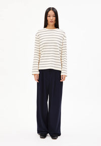 ArmedAngels - Marynaa Fine Stripe Long Sleeve Shirt in Oatmilk/Black