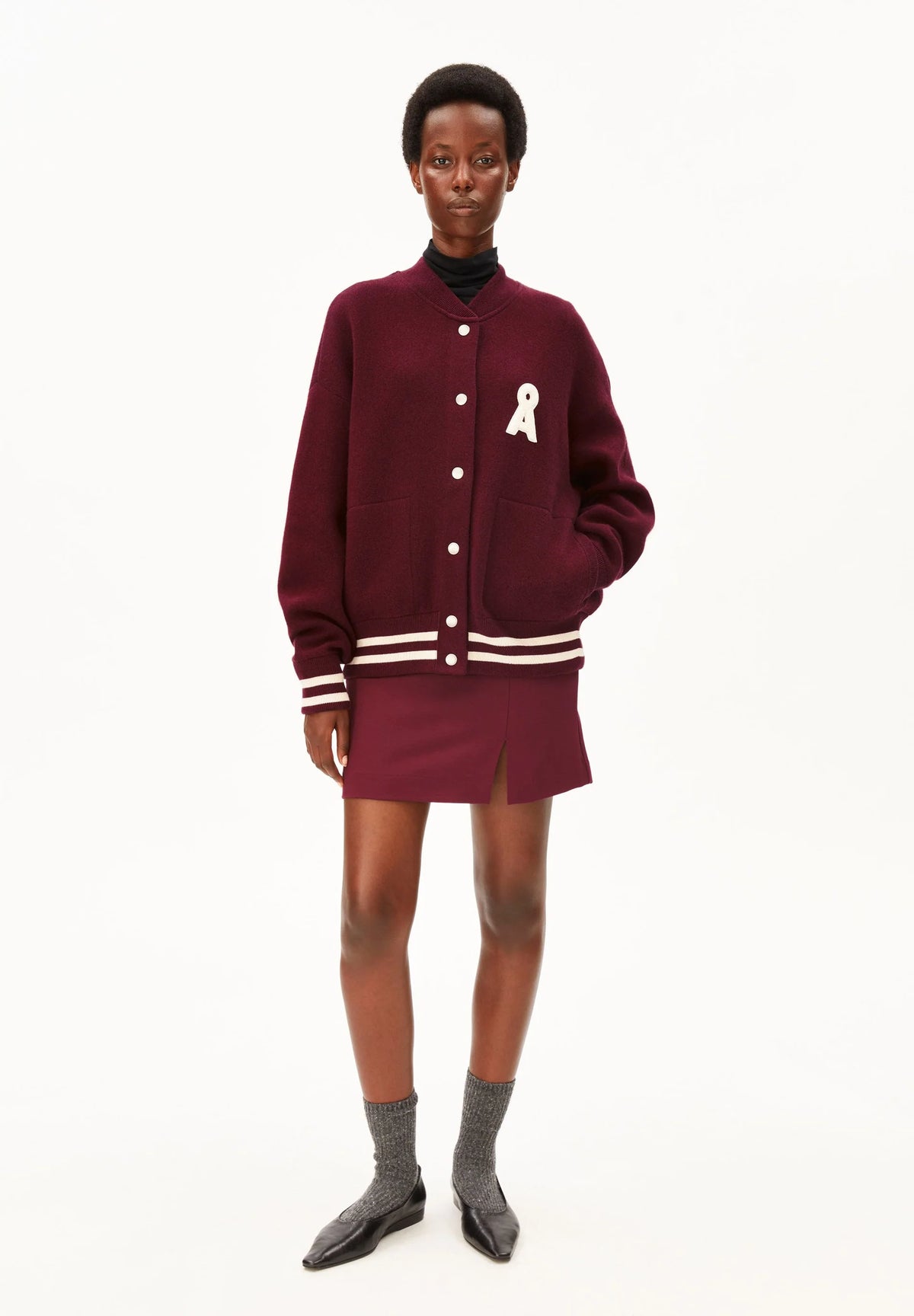 ArmedAngels - Iconic Å Bomber Jacket in Velvet Red/Tinted Navy