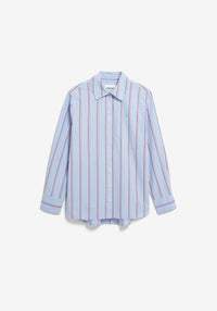 ArmedAngels - Stripe Loose Shirt Blouse in Morning Sky-Mars Red