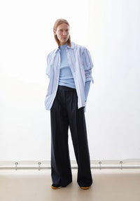 ArmedAngels - Stripe Loose Shirt Blouse in Morning Sky-Mars Red