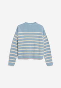 ArmedAngels - Merinaa Stripes Knit Sweater in Blue Glow-Oatmilk
