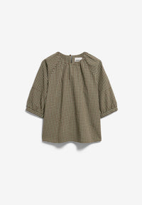 ArmedAngels - Vichy Seersucker Blouse in Foam-Dried Palm