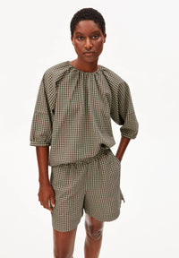 ArmedAngels - Vichy Seersucker Blouse in Foam-Dried Palm