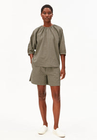 ArmedAngels - Vichy Seersucker Blouse in Foam-Dried Palm