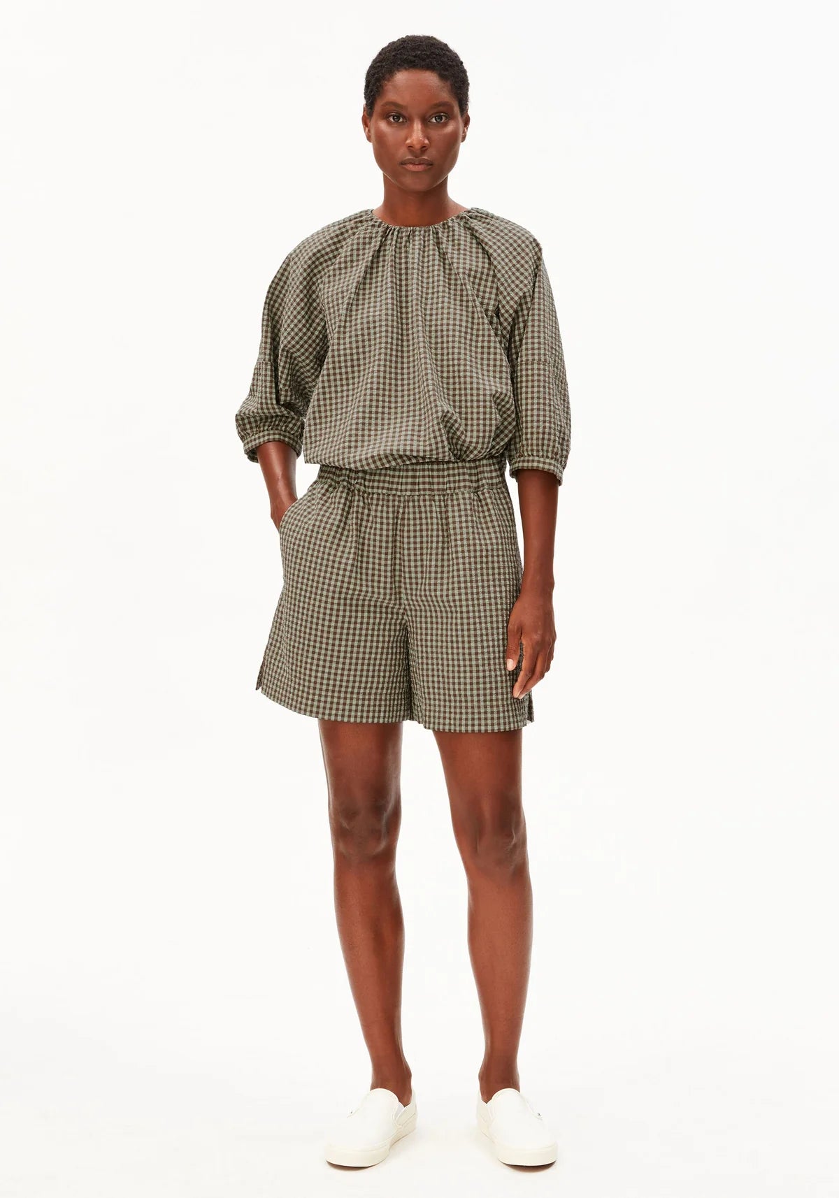 ArmedAngels - Vichy Seersucker Short in Foam-Dried Palm