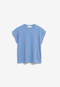 ArmedAngels - Slub Jersey Stripe T-Shirt in Oatmilk-Dynamo Blue