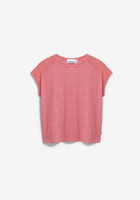 ArmedAngels - Slub Jersey Stripe T-Shirt in Pink Mist-Mars Red