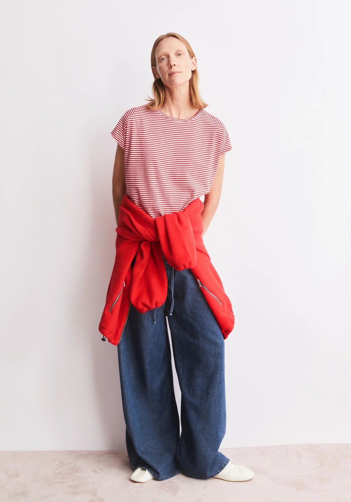 ArmedAngels - Slub Jersey Stripe T-Shirt in Pink Mist-Mars Red