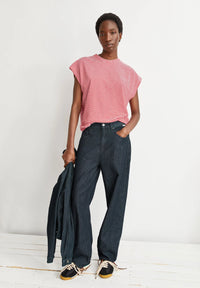 ArmedAngels - Slub Jersey Stripe T-Shirt in Pink Mist-Mars Red