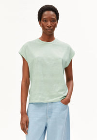 ArmedAngels - Slub Jersey Stripe T-Shirt in Oatmilk-Foam