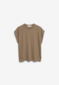 ArmedAngels - Slub Jersey Stripe T-Shirt in Sand Stone/Dried Palm