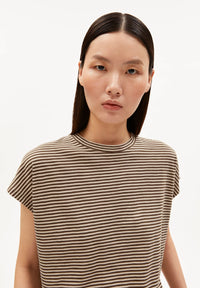 ArmedAngels - Slub Jersey Stripe T-Shirt in Sand Stone/Dried Palm