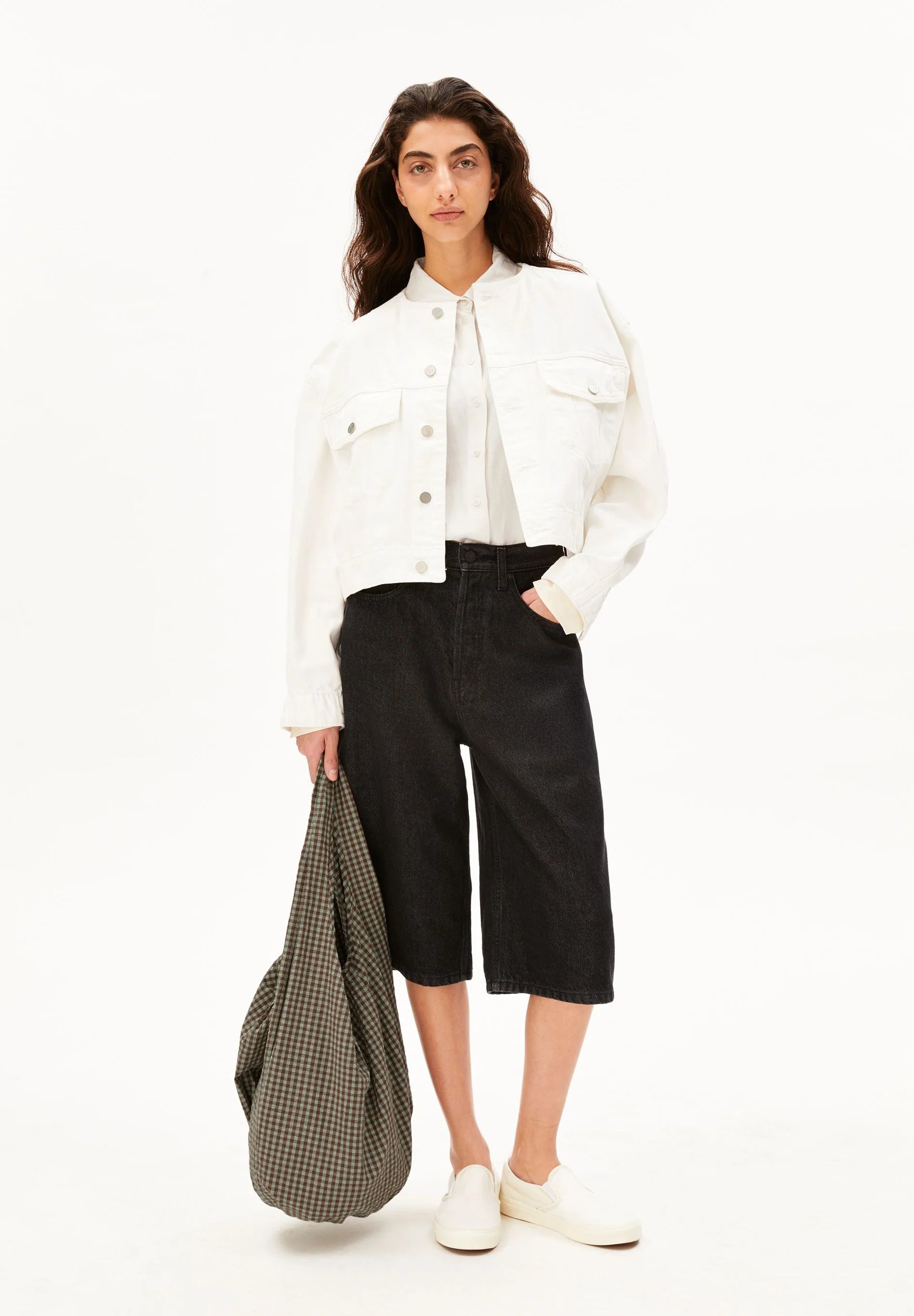 ArmedAngels - Vichy Seersucker Pouch Bag in Foam-Dried Palm