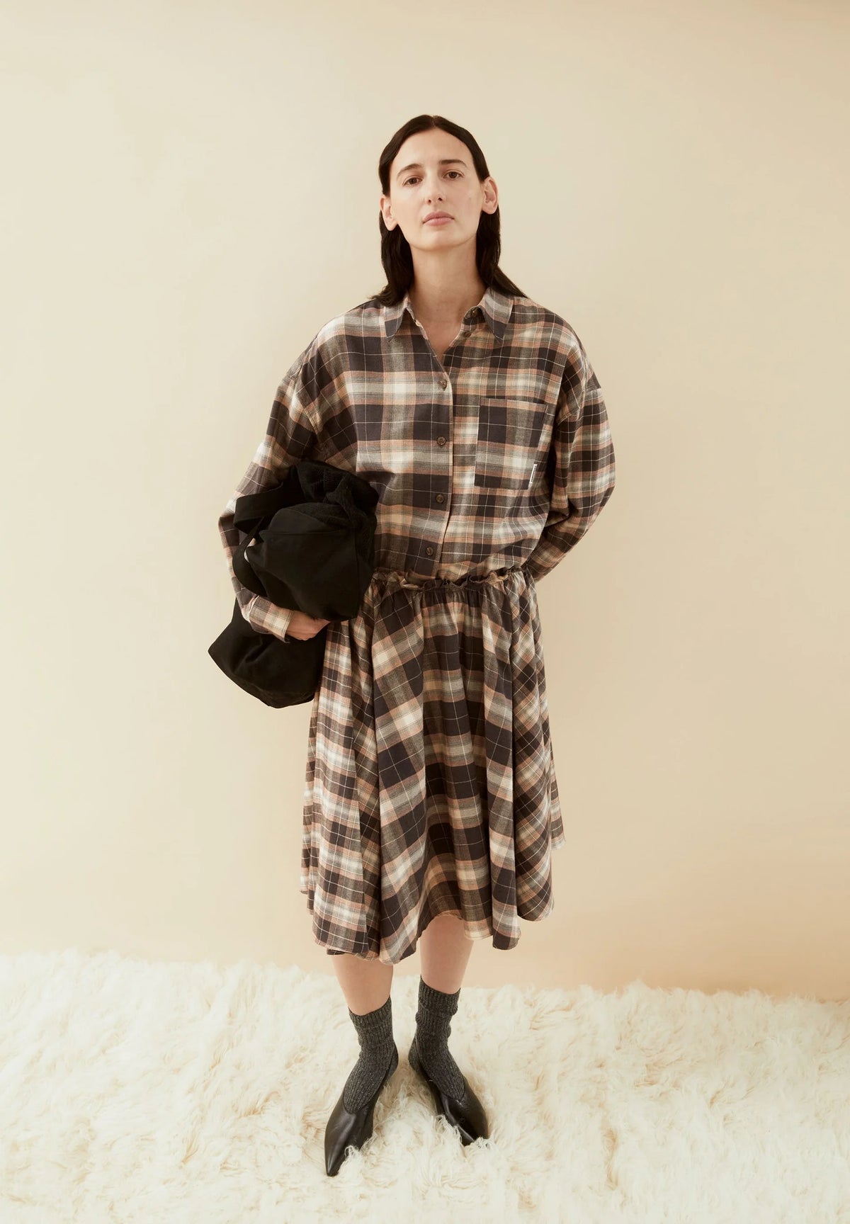 ArmedAngels - Nalaani Patched Check Blouse in Moonshadow/Sandstone