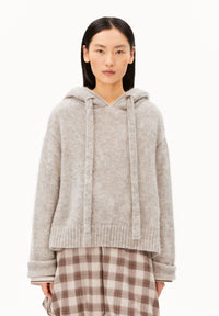 ArmedAngels - Mohair Blend Knit Hoodie in Honey Melange