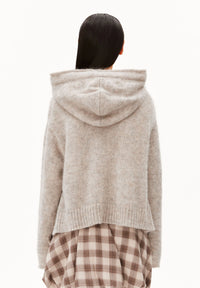 ArmedAngels - Mohair Blend Knit Hoodie in Honey Melange