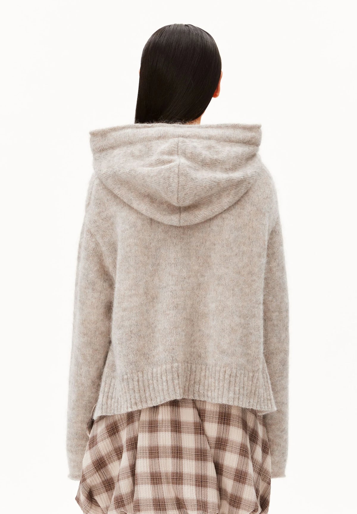 ArmedAngels - Mohair Blend Knit Hoodie in Honey Melange