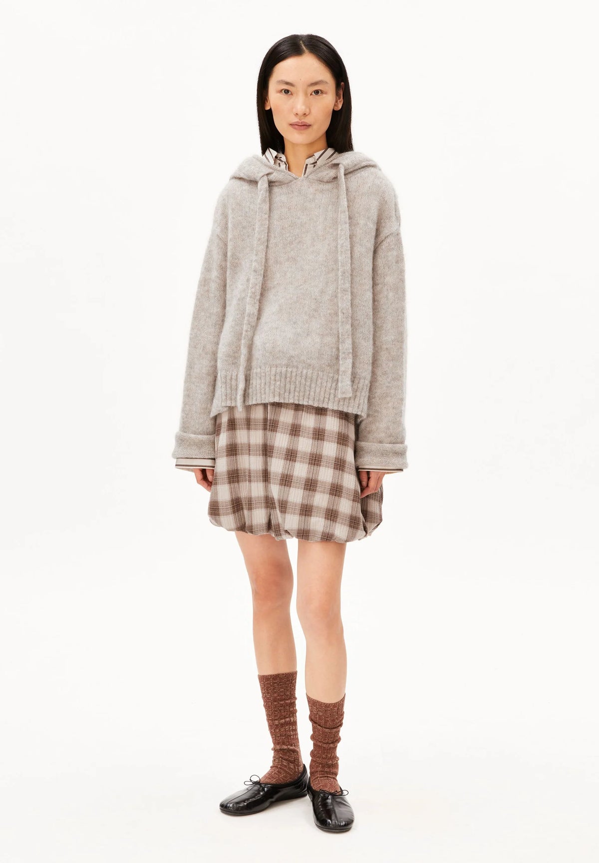 ArmedAngels - Mohair Blend Knit Hoodie in Honey Melange