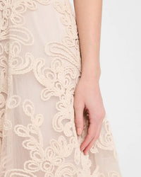 TERI JON - Macrame Embroidered Tulle Dress