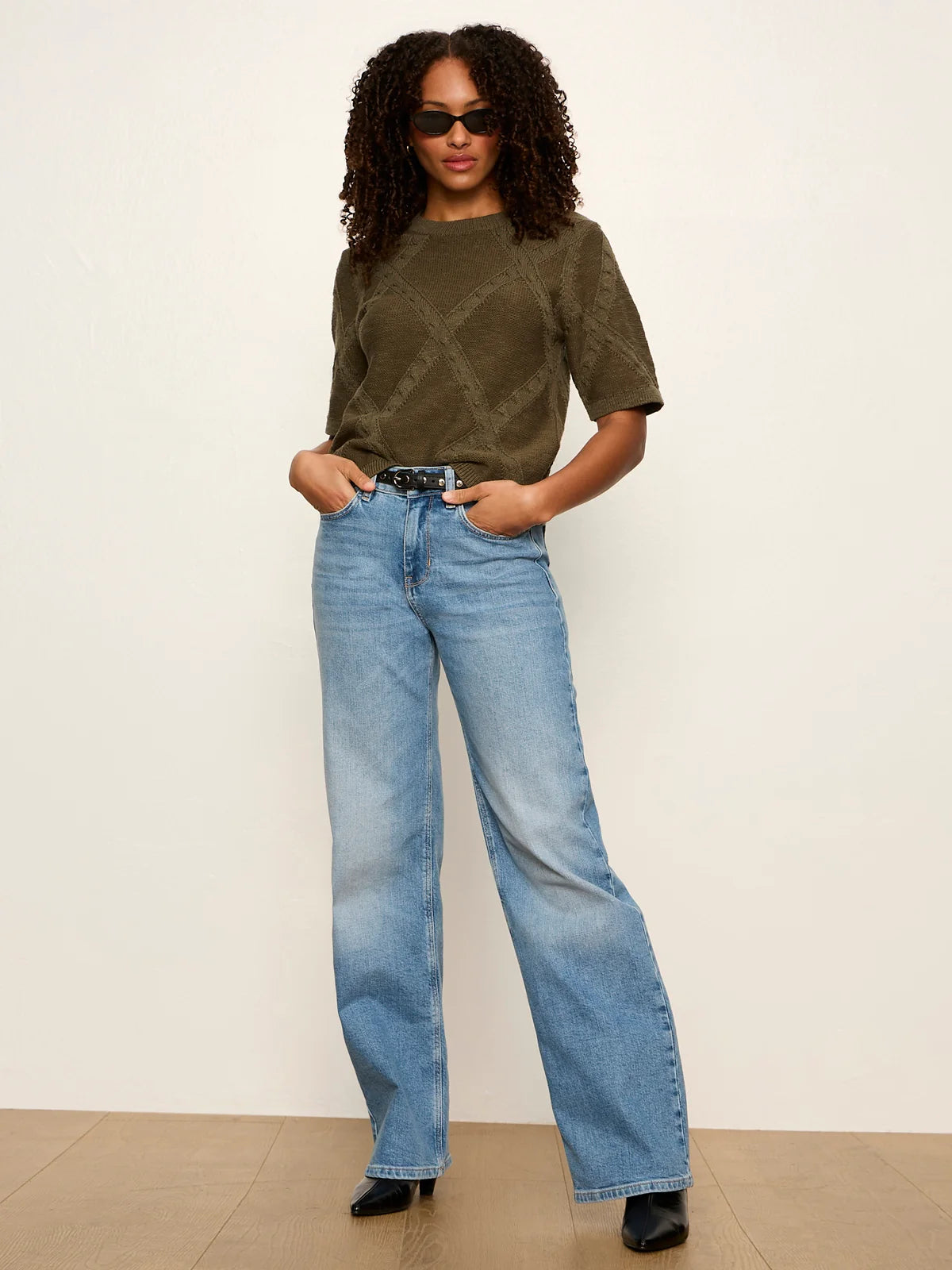 Sanctuary - Diamond Stitch Sweater Tee - Kalamata