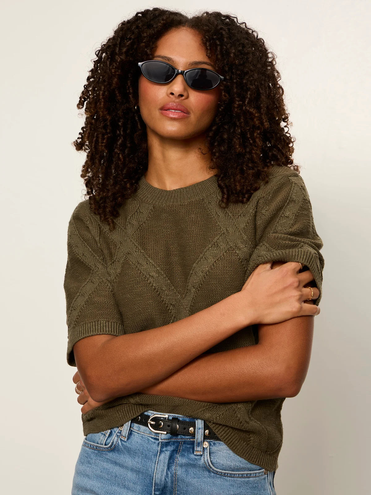 Sanctuary - Diamond Stitch Sweater Tee - Kalamata