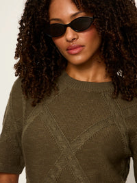 Sanctuary - Diamond Stitch Sweater Tee - Kalamata