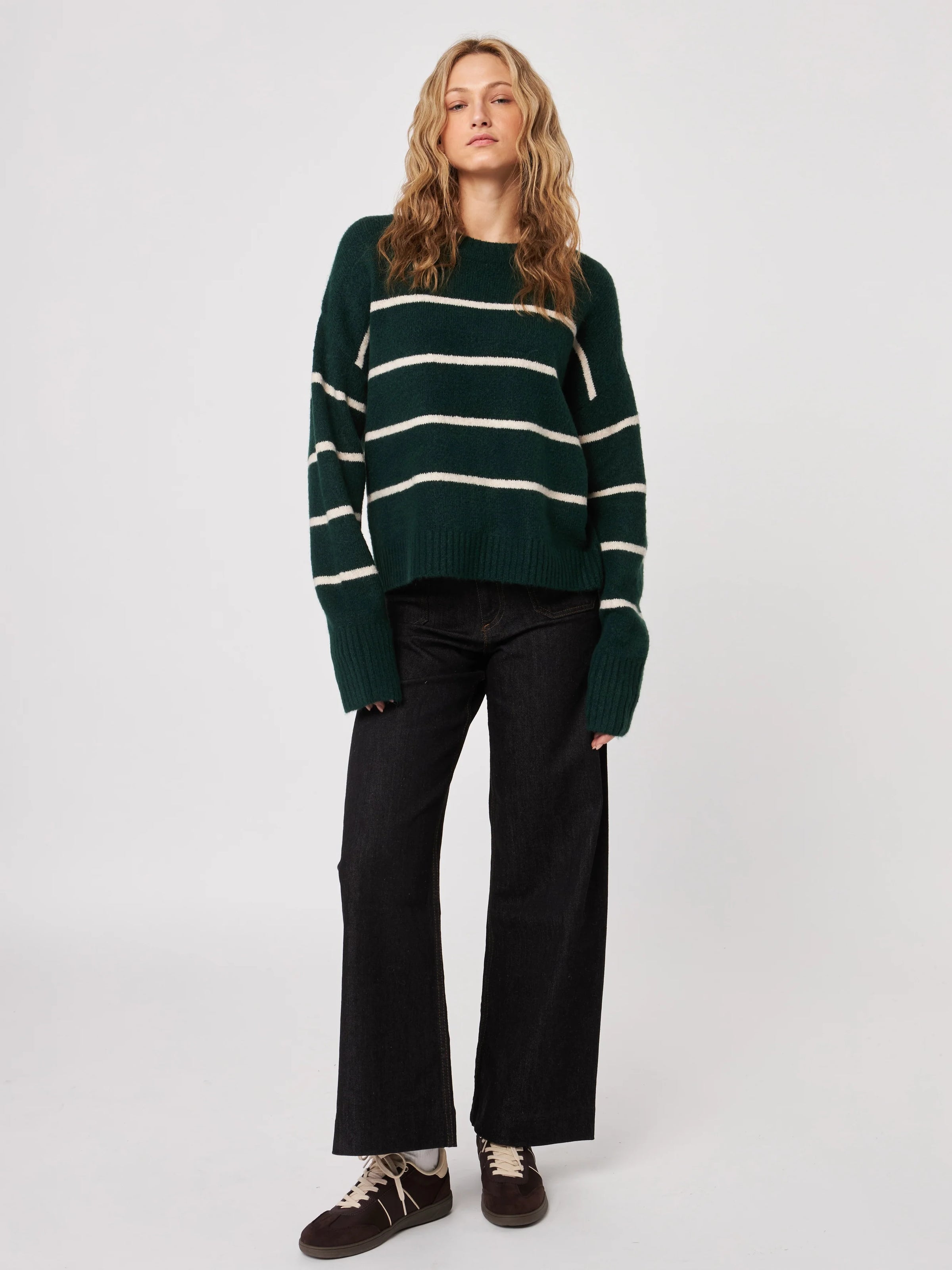 John + Jenn - Roscoe Stripe Crewneck Sweater in Spruce