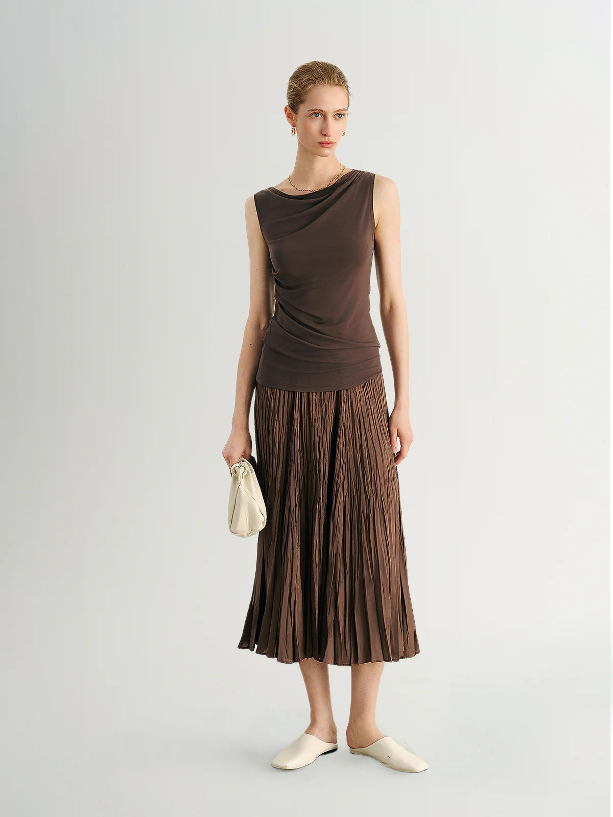 Meilleur Moment - Crinkle Skirt in Brown