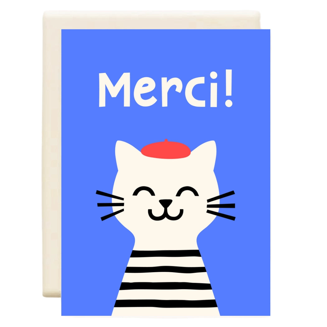 Inkwell Cards - Cat Merci Blue - Thank You Card