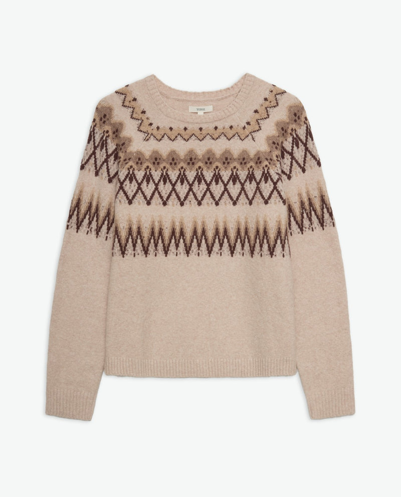 YERSE - Jacquard Sweater in Ecru