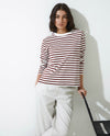 YERSE - Striped Sweatshirt with Buttons in Maroon