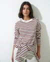 YERSE - Striped Sweatshirt with Buttons in Maroon
