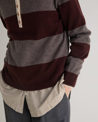 YERSE - Polo Neck Stripe Jumper in Marrón
