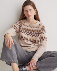 YERSE - Jacquard Sweater in Ecru