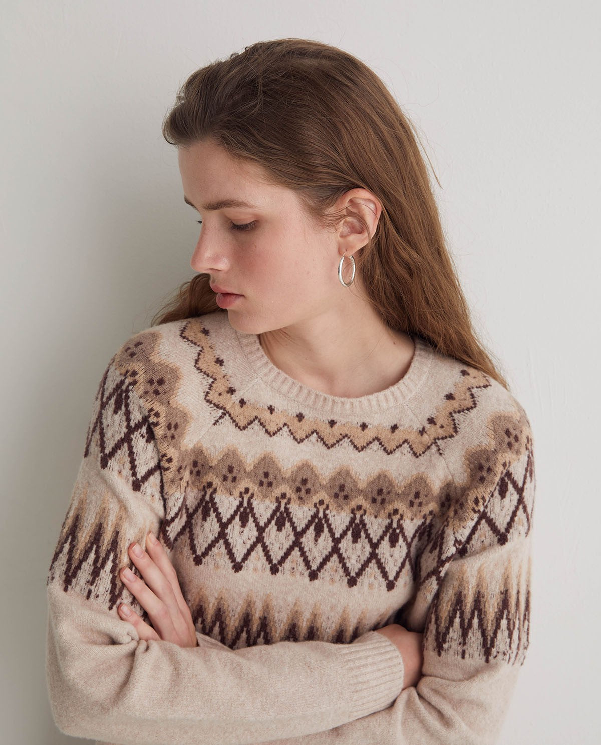 YERSE - Jacquard Sweater in Ecru