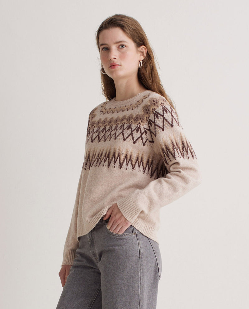 YERSE - Jacquard Sweater in Ecru
