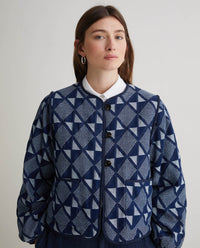 YERSE - Jacquard Short Jacket in Indigo