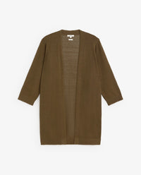 YERSE - Long Cardigan with French Sleeve in Khaki