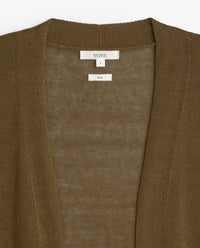 YERSE - Long Cardigan with French Sleeve in Khaki