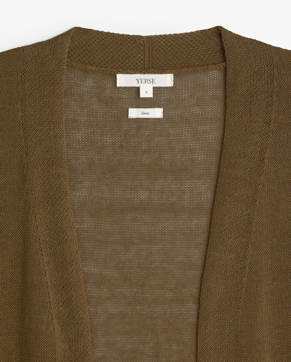 YERSE - Long Cardigan with French Sleeve in Khaki