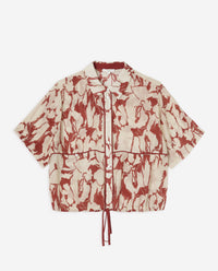 YERSE - Printed Viscose Shirt in Dark Red
