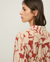 YERSE - Printed Viscose Shirt in Dark Red