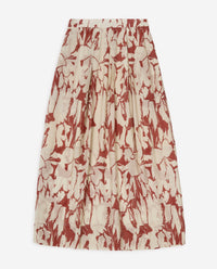 YERSE - Printed Viscose Skirt in Dark Red