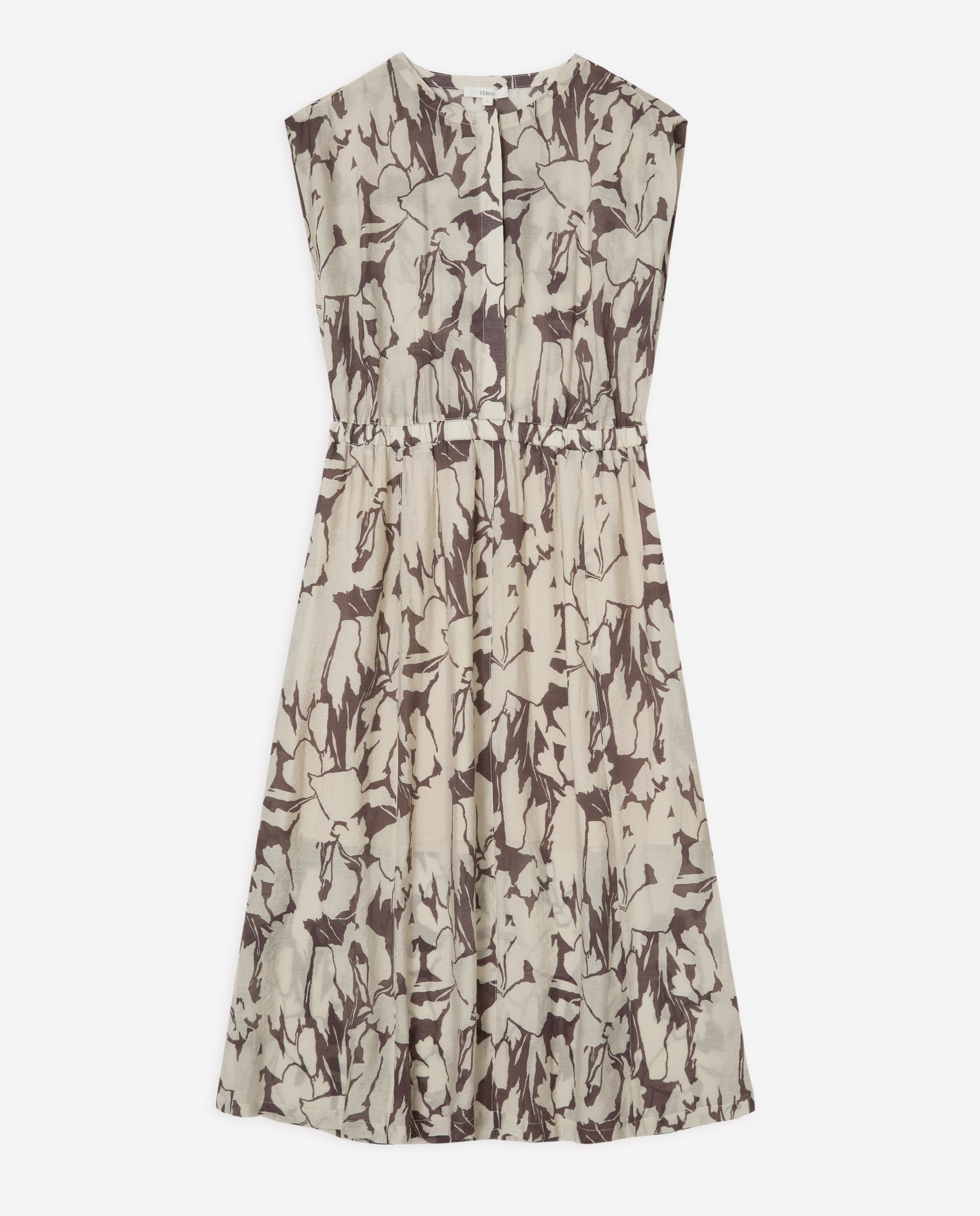 YERSE - Printed Viscose Dress in Brown