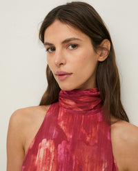 YERSE - Long Halter Neck Dress in Red
