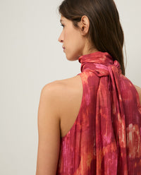 YERSE - Long Halter Neck Dress in Red