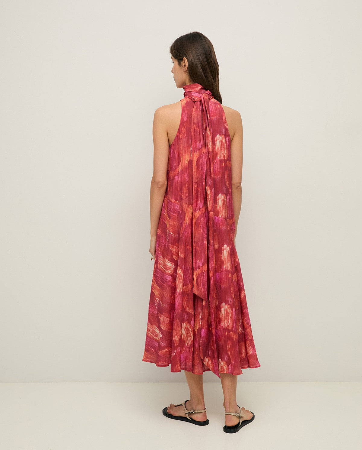 YERSE - Long Halter Neck Dress in Red