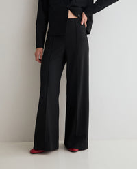 YERSE - High-Waist Elastic Trousers in Black
