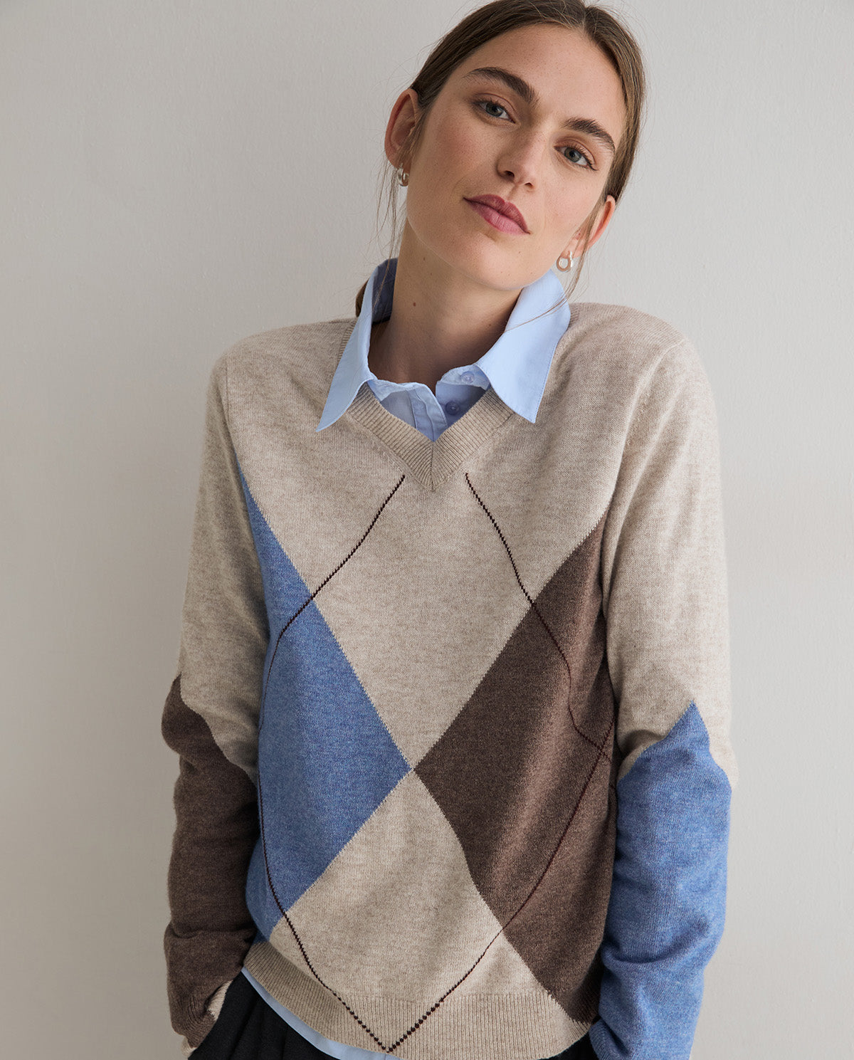 YERSE - Diamond-Pattern Sweater