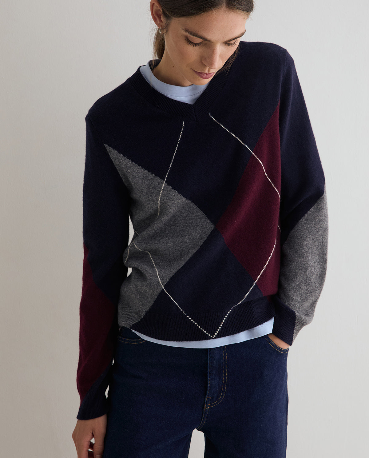 YERSE - Diamond-Pattern Sweater